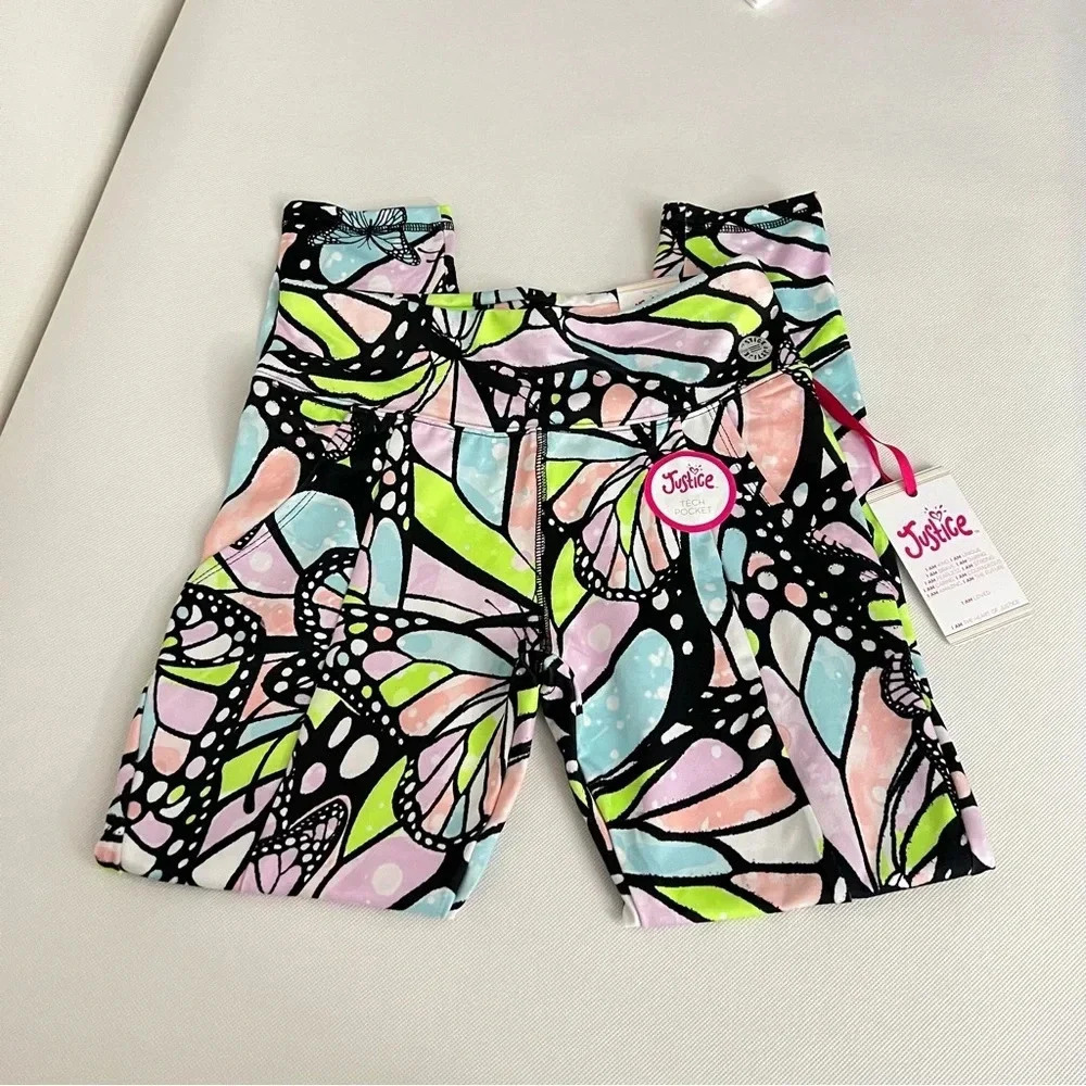Justice Ankle Girls Butterfly Print Collection Legging Multicolored High Rise - Picture 12 of 13